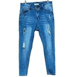 Blue Savvy Skinny Distressed High Rise 16 Stretchy‎ Jeans Minimalist Streetwear